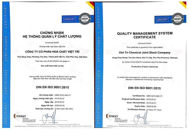 Giấy chứng nhận Hệ thống Quản lý chất lượng theo tiêu chuẩn ISO 9001:2015